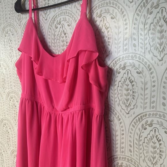 Torrid Mini Chiffon Ruffle Skater Dress Hot Pink Womens Plus Sized 2‎ - Picture 2 of 6